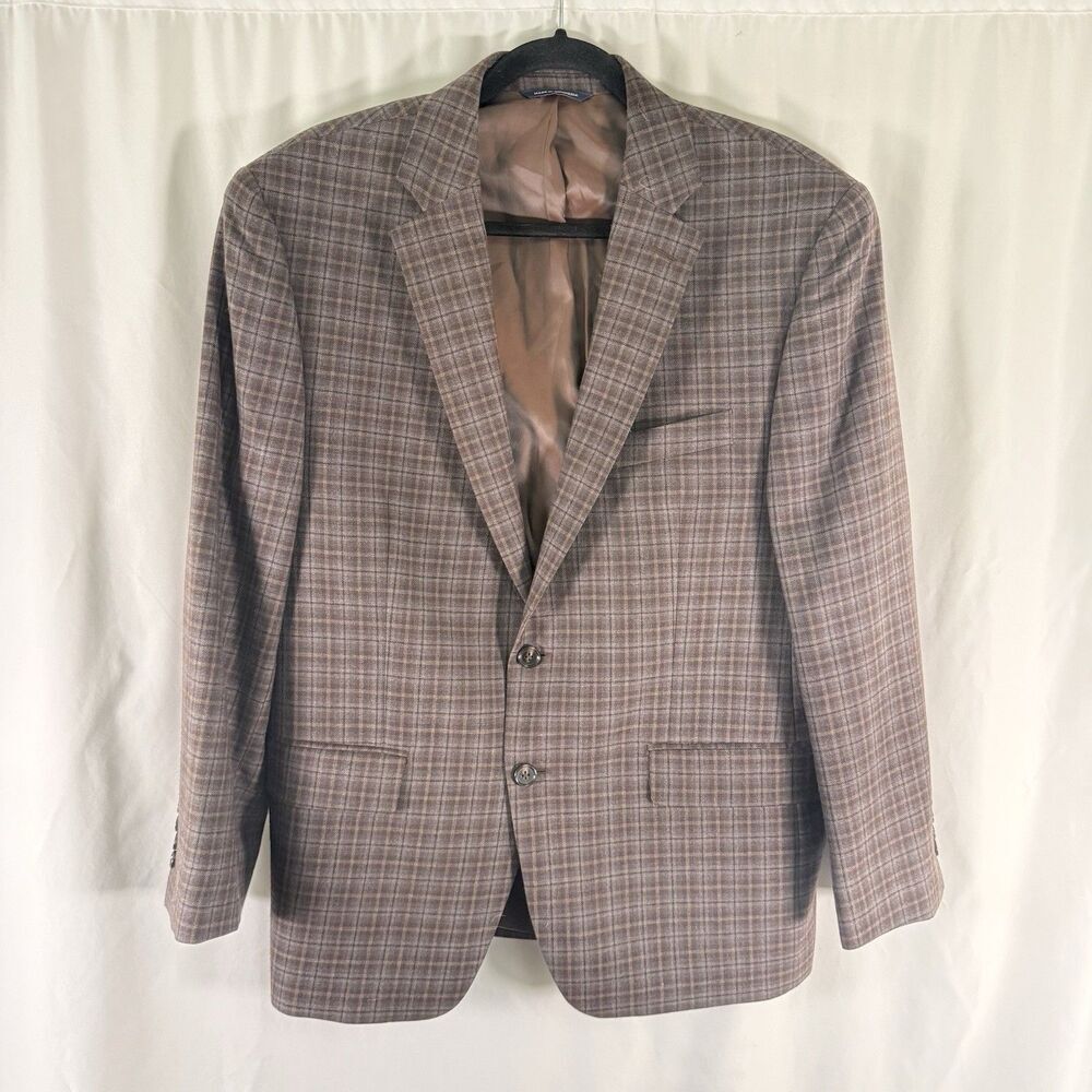 Ralph Ralph Lauren Wool Blazer Mens 42S Brown Plaid 2 Button Front Inner Pockets